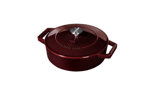 Berlinger Haus Burgundy Öntöttvas alacsony lábas fedővel 26 cm-es  BH-6498