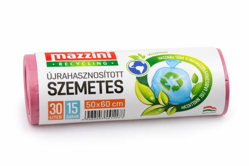 Újrahasznosított szemeteszsák 30 L 15 db/tekercs