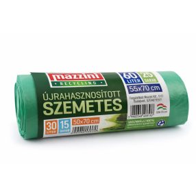 Újrahasznosított szemeteszsák 60 L 10 db/tekercs 