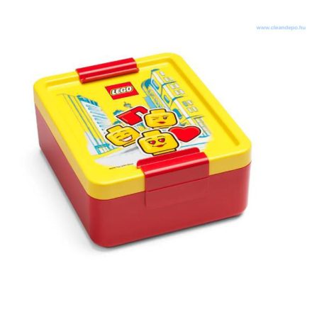 Lego Iconic piros osztható  uzsonnás doboz sárga fedéllel 
