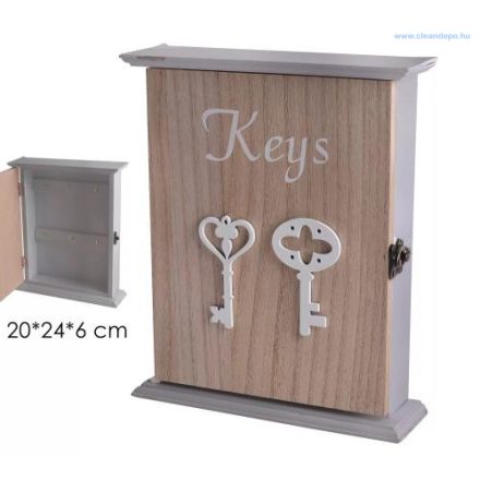 Fa kulcsos szekrény szürke,natúr 20x24x6 cm 492686