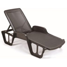 Pool rattan hatású  napozóágy  barna 