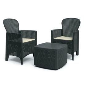 Tree rattan hatású kerti bútor szett antracit színben