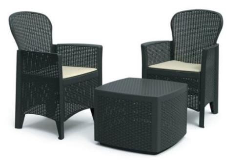 Tree rattan hatású kerti bútor szett antracit színben