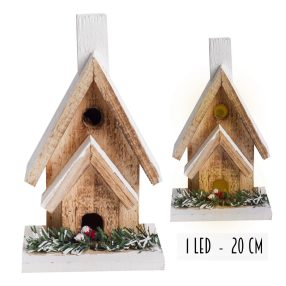 Fa Duplaház+1Led+Kémény 20