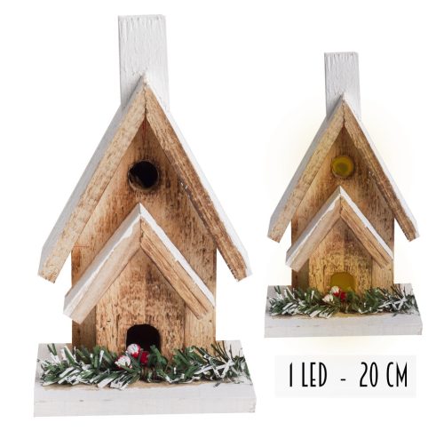 Fa Duplaház+1Led+Kémény 20