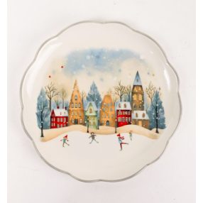Karácsonyi Tányér Koripálya mintával 25x25x3 cm 172914 