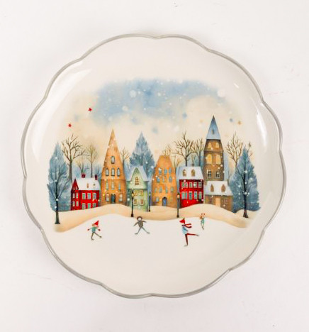 Karácsonyi Tányér Koripálya mintával 25x25x3 cm 172914 