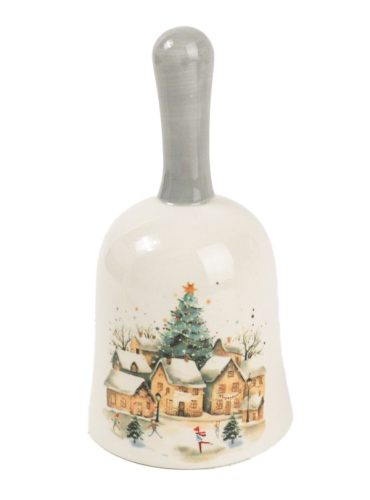 Karácsonyi kerámia Csengő koripálya  mintázatú 7x13 cm 173017 