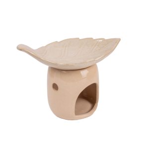 Kerámia olajmécses levél tál, Beige 17 cm   17 160155