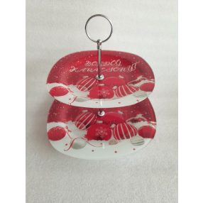 Karácsonyi üveg emeletes sütikínáló  102108