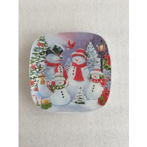 Üveg tányér hóember, 20 × 20 cm 102087