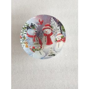 Üveg tálka mély, hóember mintás – 14,5 cm