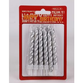 Gyertya Szülinapi Ezüst 12Db