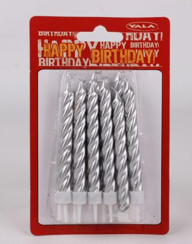 Gyertya Szülinapi Ezüst 12Db