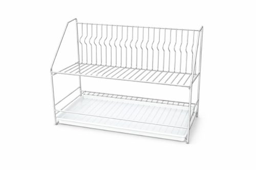 Fém Emeletes Edényszárító Műanyag Fehér Tálcával 40x42x23 cm