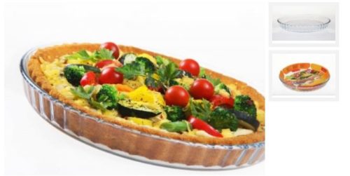 Kerek hőálló üveg pitesütő forma, 28 cm